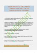 FTCE PHYSICAL EDUCATION CERTIFICATION EXAM 2025 QUESTIONS AND ANSWERS