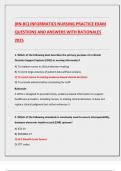 &lpar;RN-BC&rpar; INFORMATICS NURSING PRACTICE EXAM  QUESTIONS AND ANSWERS WITH RATIONALES  2025