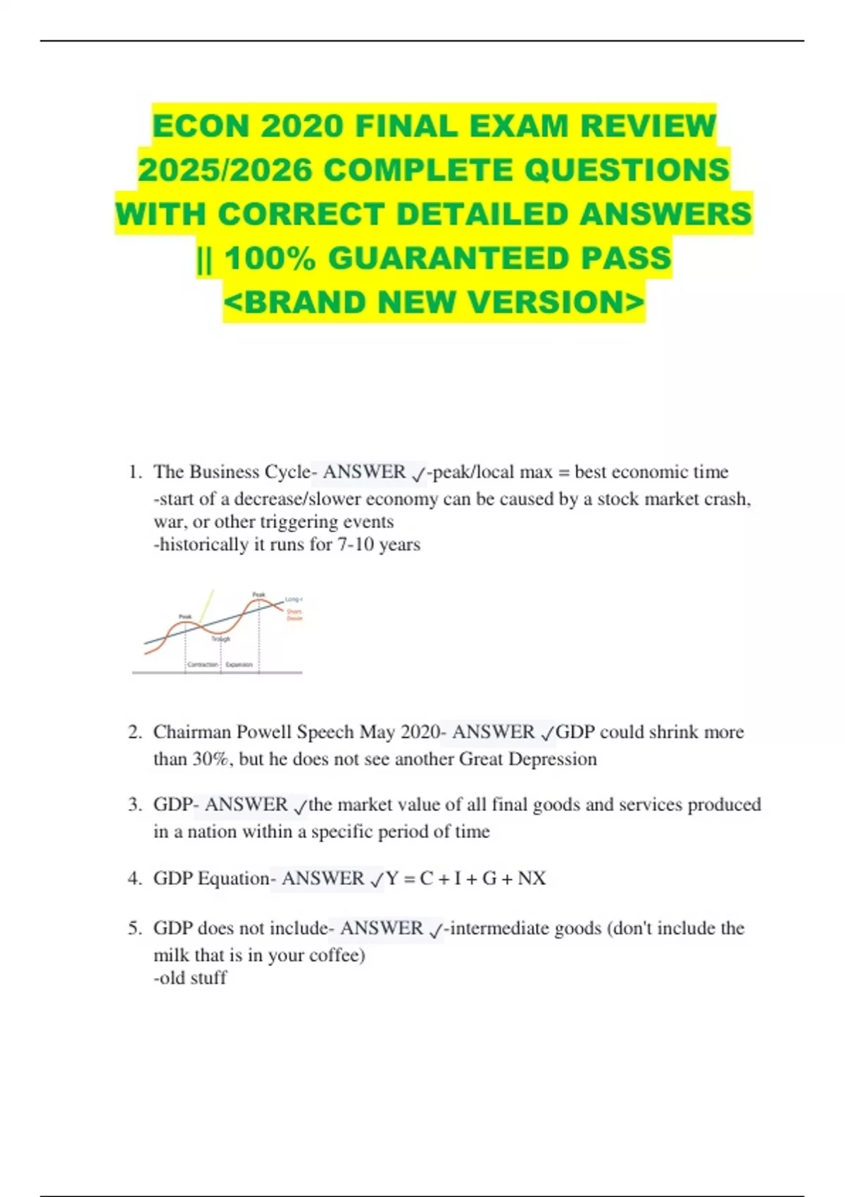 ECON 2020 FINAL EXAM REVIEW 2025/2026 COMPLETE QUESTIONS WITH CORRECT ...