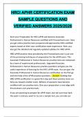 HRCI APHR CERTIFICATION EXAM SAMPLE QUESTIONS AND VERIFIED ANSWERS 2025&sol;2026