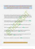 LIFE AND HEALTH INSURANCE EXAM 2025 QUESTIONS AND ANSWERS