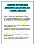 MICHIGAN STATE BRAKES CERTIFICATION QUESTIONS AND ANSWERS 2025&sol;2026