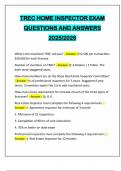TREC HOME INSPECTOR EXAM QUESTIONS AND ANSWERS 2025&sol;2026
