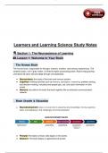 WGU D664 learners and learning science study notes&colon; neuroscience and principles With Complete Solutions 2025&sol;2026 Lesson 1 and 2 in section 1&period;