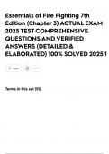 Essentials of Fire Fighting 7th Edition &lpar;Chapter 3&rpar; ACTUAL EXAM 2025 TEST COMPREHENSIVE QUESTIONS AND VERIFIED ANSWERS &lpar;DETAILED & ELABORATED&rpar; 100&percnt; SOLVED 2025&excl;&excl;