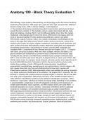 Anatomy 100 - Block Theory Evaluation 1 QUESTIONS AND CORRECT DETAILED ANSWERS 2025&sol;2026 &lpar;VERIFIED ANSWERS&rpar; &vert;ALREADY GRADED A&plus;&vert;&vert;BRAND NEW&excl;&excl;