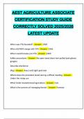 AEST AGRICULTURE ASSOCIATE CERTIFICATION STUDY GUIDE CORRECTLY SOLVED 2025&sol;2026 LATEST UPDATE