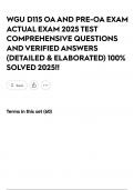 WGU D115 OA AND PRE-OA EXAM ACTUAL EXAM 2025 TEST COMPREHENSIVE QUESTIONS AND VERIFIED ANSWERS &lpar;DETAILED & ELABORATED&rpar; 100&percnt; SOLVED 2025&excl;&excl;