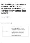 MO Psychology Jurisprudence Exam ACTUAL EXAM TEST QUESTIONS & ANSWERS &lpar;A&plus; GRADED 100&percnt; VERIFIED&rpar; 2025 LATEST&excl;&excl;