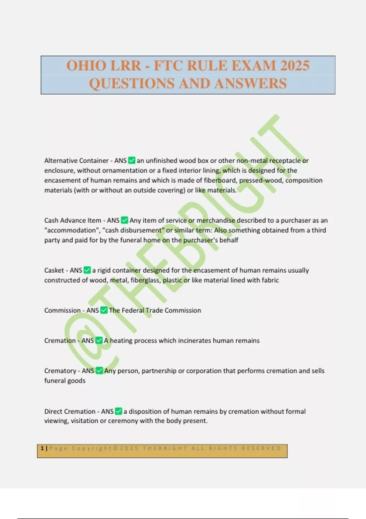 OHIO LRR - FTC RULE EXAM 2025 QUESTIONS AND ANSWERS - OHIO LRR - Stuvia US