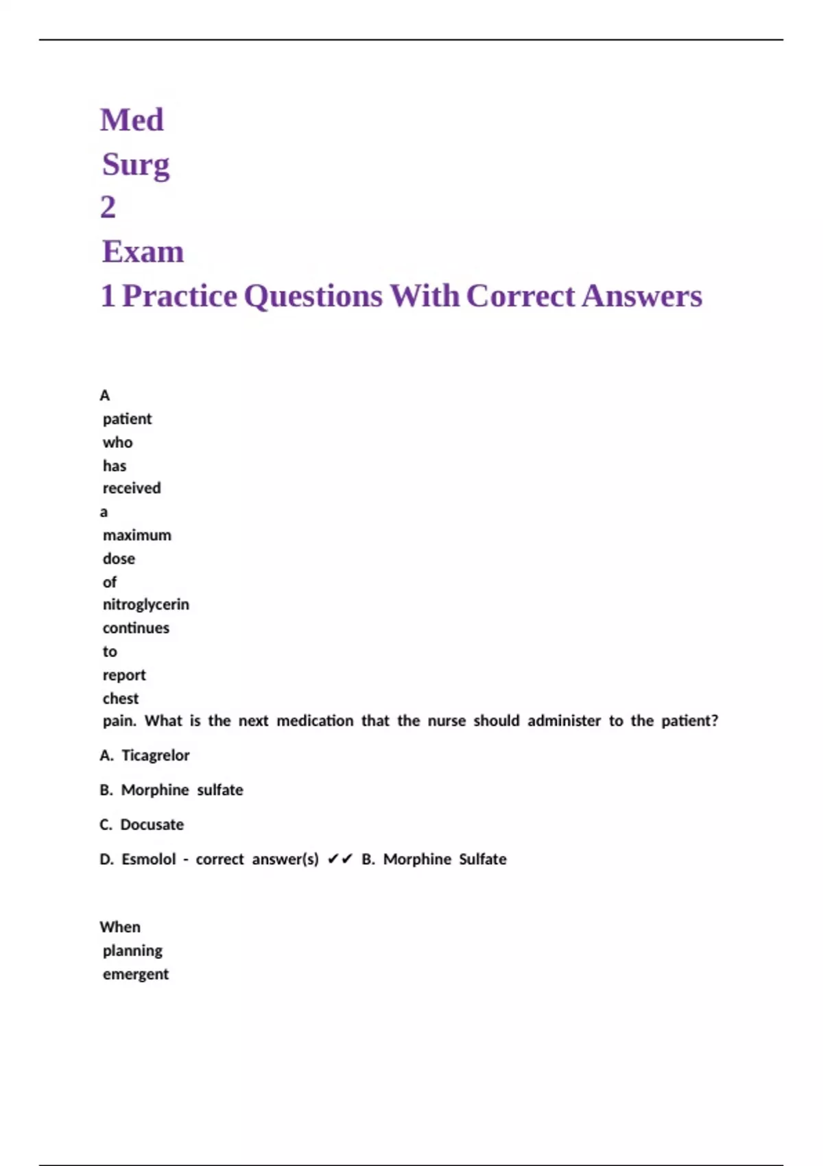 Medsurg 2 Final Exam Questions With Correct Answers - Med surg 2 ...