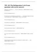 TPC 431 The Refrigeration Cycle Exam questions with correct answers