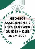 HED4809 Assignment 2 2025 &lpar;Answer Guide&rpar; - Due July 2025