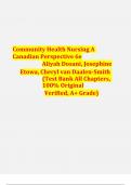Test Bank for Community Health Nursing&colon; A Canadian Perspective&comma; 6th Edition &ndash; Dosani&comma; Etowa&comma; van Daalen-Smith &lpar;All Chapters&comma; Verified A&plus; Resource&rpar;