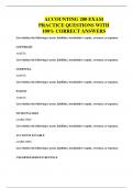 ACCOUNTING 200 EXAM PRACTICE QUESTIONS WITH 100&percnt; CORRECT ANSWERS