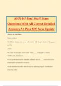 AHN 447 Final Stuff Exam Questions With All Correct Detailed Answers A&plus; Pass 2025 New Update