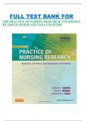 FULL TEST BANK FOR THE PRACTICE OF NURSING RESEARCH, 7TH EDITION BY GROVE, BURNS, GRAY|ALL CHAPTERS