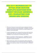 WGU D311 MICROBIOLOGY OA  ACTUAL EXAM 2025&sol;2026  COMPLETE QUESTIONS WITH  CORRECT DETAILED ANSWERS &vert;&vert;  100&percnt; GUARANTEED PASS  <BRAND NEW VERSION> 