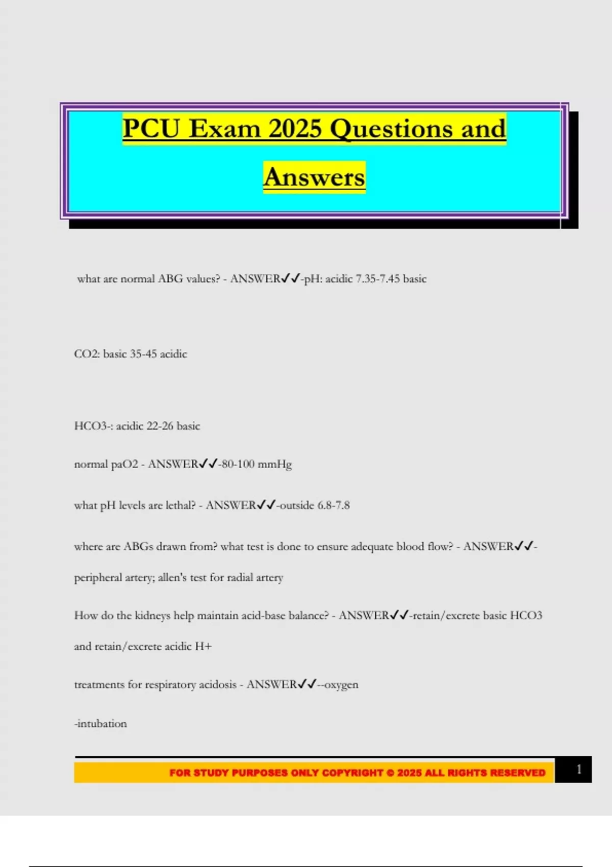 PCU Exam 2025 Questions and Answers - Prophecy PACU RN A - Stuvia US