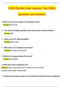 FCLE Florida Civic Literacy Test &lpar;FAU&rpar; &lpar;Latest 2025 &sol; 2026 Update&rpar; Questions and Verified Answers &vert; 100&percnt; Correct &vert; Grade A&plus;