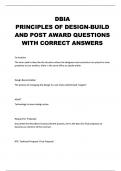 DBIA PRINCIPLES OF DESIGN-BUILD AND POST AWARD QUESTIONS WITH CORRECT ANSWERS&period;