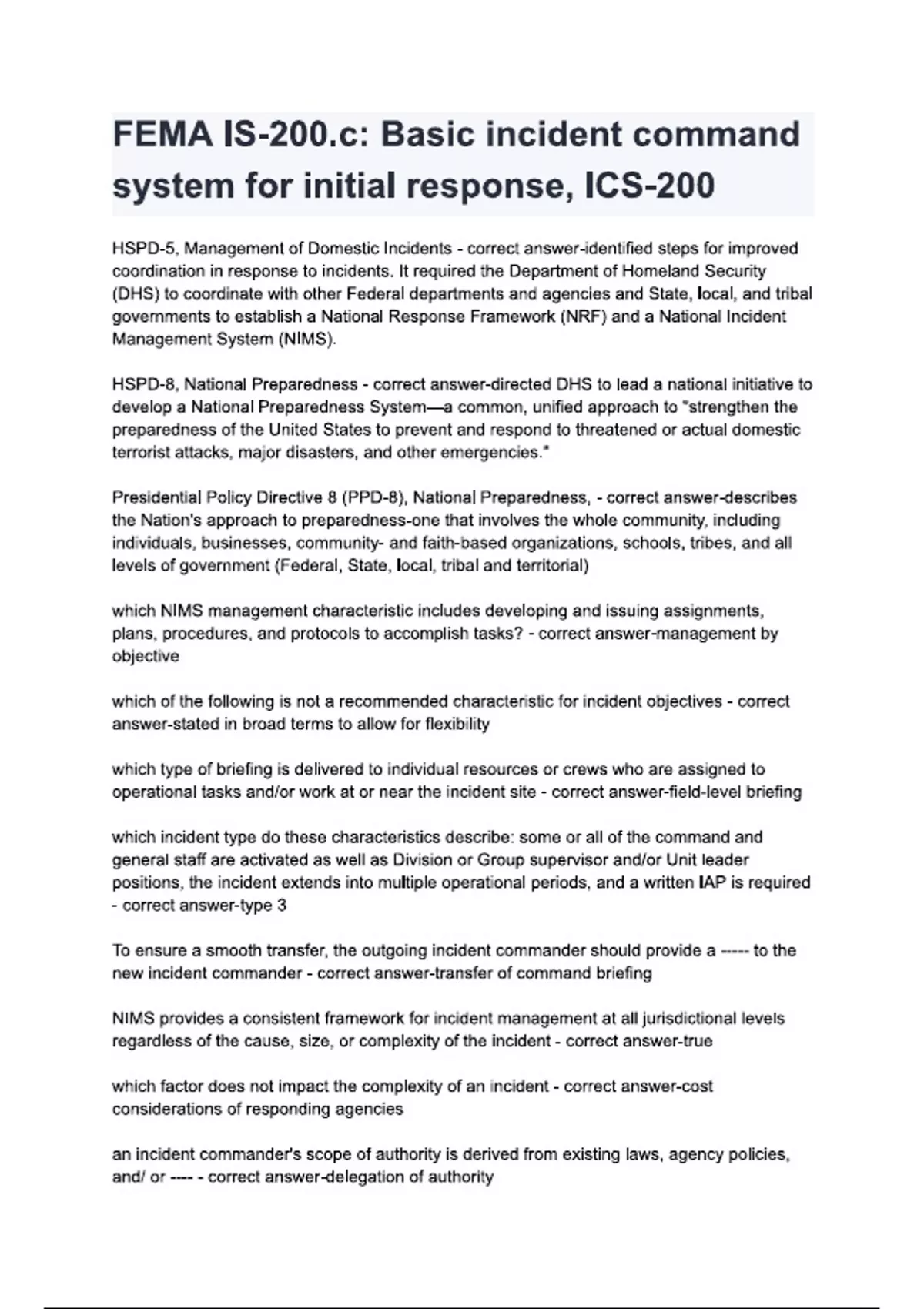 FEMA IS-200.c_ Basic incident command system for initial response, ICS ...