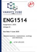 ENG1514 Assignment 2 &lpar;DETAILED ANSWERS&rpar; 2025 - DISTINCTION GUARANTEED 