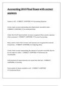 Accounting 2010 Final Exam with correct answers