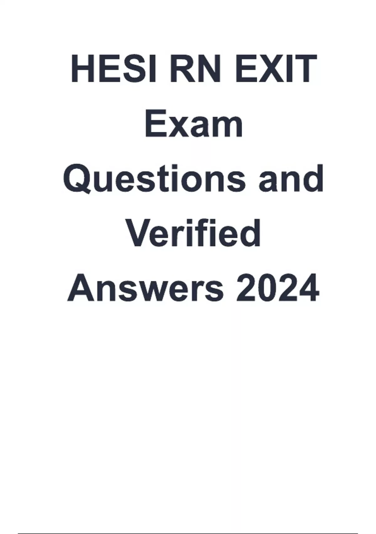 HESI RN EXIT EXAM [NEW 2025/2026 UPDATE] ALL COMPREHENSIVE QUESTIONS ...