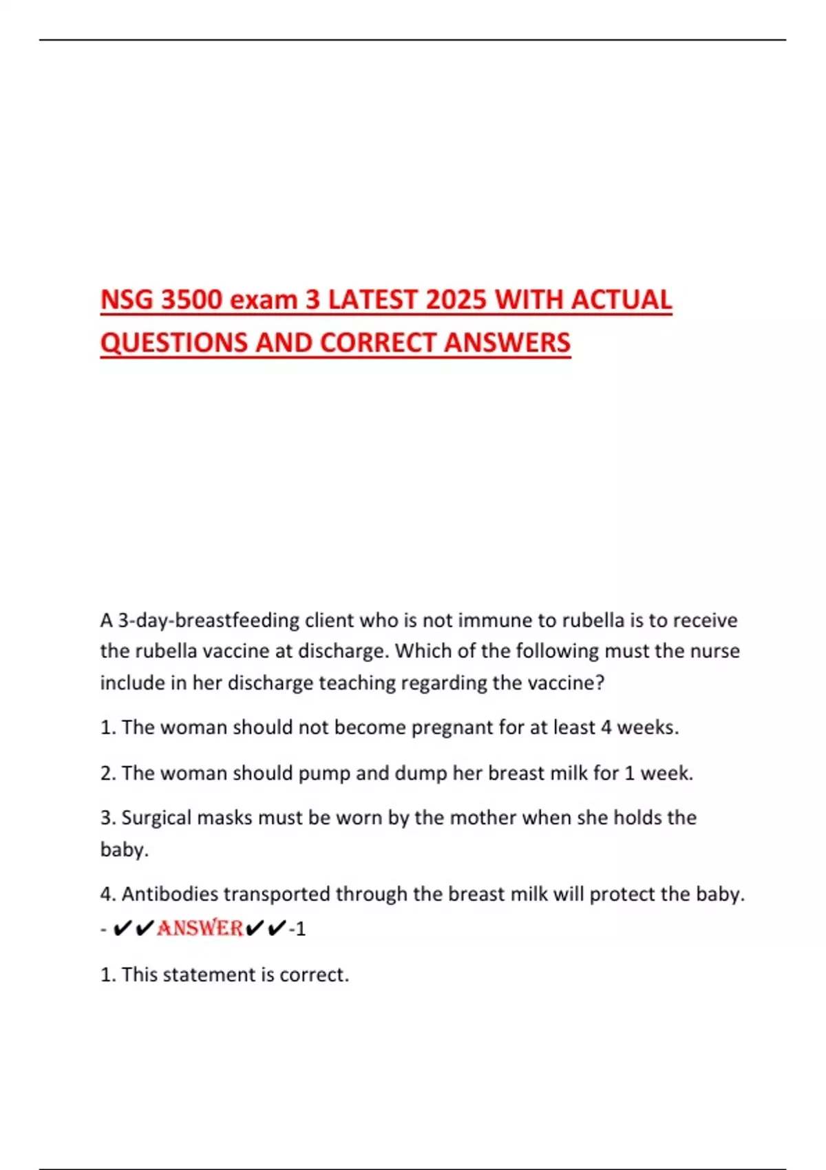 NSG 3500 exam 3 LATEST 2025 WITH ACTUAL QUESTIONS AND CORRECT ANSWERS ...