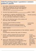 Child Psychology Exam 1 questions n answers graded A&plus; passed