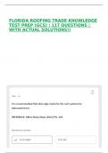 FLORIDA ROOFING TRADE KNOWLEDGE TEST PREP &lpar;GCS&rpar; &vert; 117 QUESTIONS &vert; WITH ACTUAL SOLUTIONS&excl;&excl;