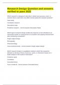 Research Design Question and answers verified to pass 2025