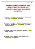 COMEDY DRIVING ANSWERS &lpar;FOR  TICKET DISMISSAL&rpar; EXAM 2025  BRAND NEW ACTUAL EXAM WITH  ANSWERS&period;