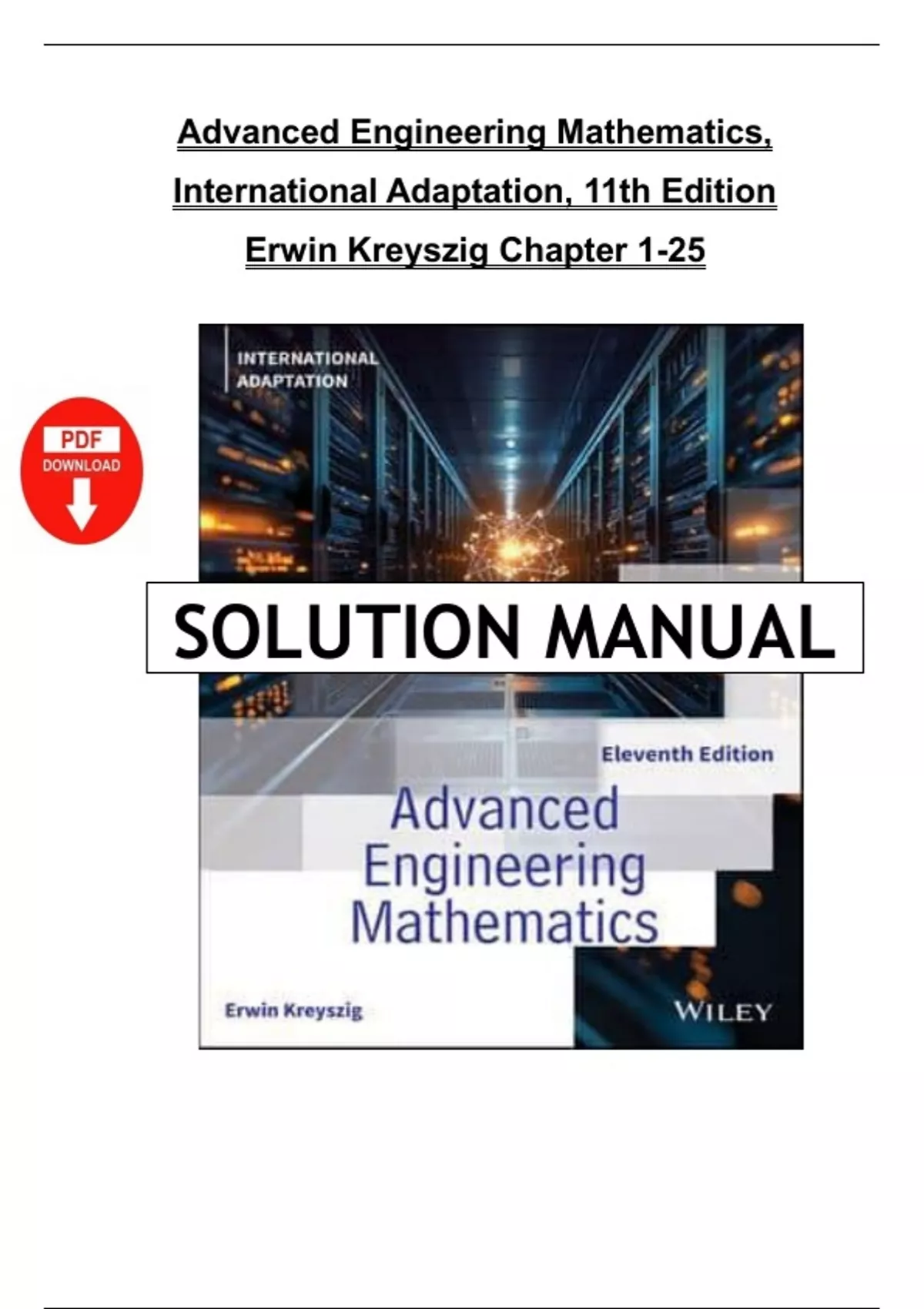 Solutions Manual for Advanced Engineering Mathematics, International ...