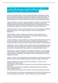 NR-503 EPIDEMIOLOGY FINAL EXAM QUESTIONS AND ANSWERS
