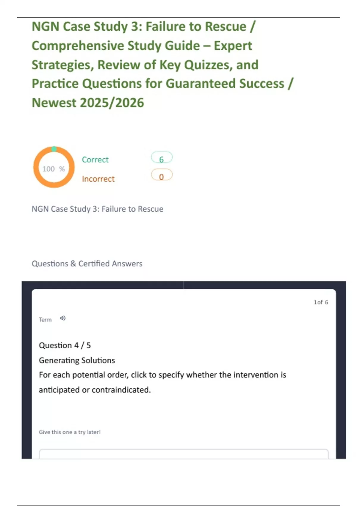 NGN Case Study 3: Failure to Rescue / Comprehensive Study Guide ...