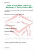 Public Adjuster Exam Study Guide Questions with Correct Answers 2025