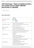 AQA Psychology - Paper 2 complete questions and verified answers &lpar;2025&rpar; VERIFIED SOLUTIONS &vert; A&plus; GRADED