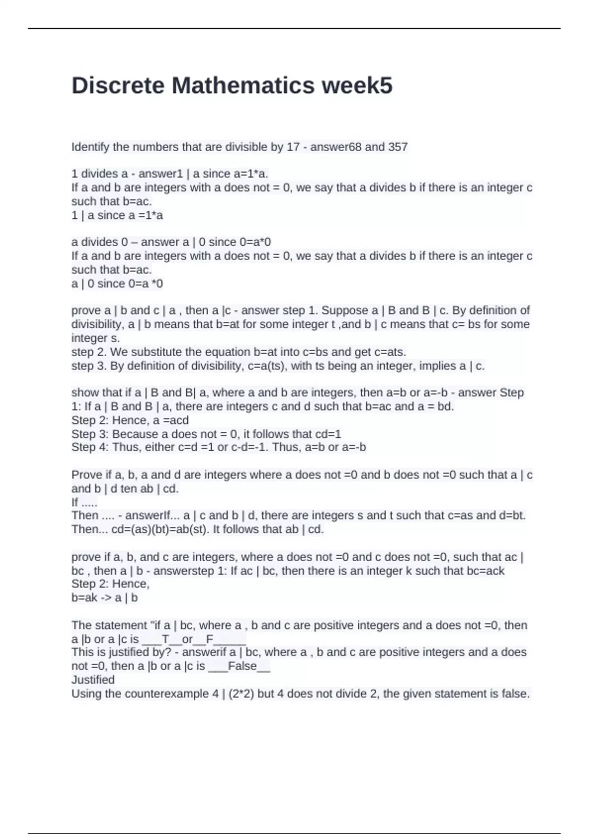 Discreate Math Questions Discrete Mathematics week5. Questions with Accurate Answers - GCD ...