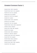 Greatest Common Factor 1 Questions and Answers 100&percnt; Solved