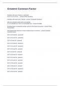 Greatest Common Factor Questions and Answers 100&percnt; Solved