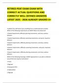 RETIRED PEAT EXAM EXAM WITH CORRECT ACTUAL QUESTIONS AND CORRECTLY WELL DEFINED ANSWERS LATEST 2025 - 2026 ALREADY GRADED A&plus;