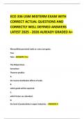 ECO 336 USM MIDTERM EXAM WITH CORRECT ACTUAL QUESTIONS AND CORRECTLY WELL DEFINED ANSWERS LATEST 2025 - 2026 ALREADY GRADED A&plus;