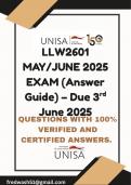 LLW2601 MAY&sol;JUNE 2025 EXAM &lpar;Answer Guide&rpar; &ndash; Due 3rd June 2025