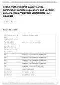 ATSSA Traffic Control Supervisor Re-certification complete questions and verified answers &lpar;2025&rpar; VERIFIED SOLUTIONS &vert; A&plus; GRADED