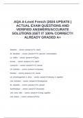 AQA A-Level French &vert;2024 UPDATE &vert;ACTUAL EXAM QUESTIONS AND VERIFIED ANSWERS&sol;ACCURATE SOLUTIONS &vert;GET IT 100&percnt; CORRECT&excl;&excl; ALREADY GRADED A&plus;