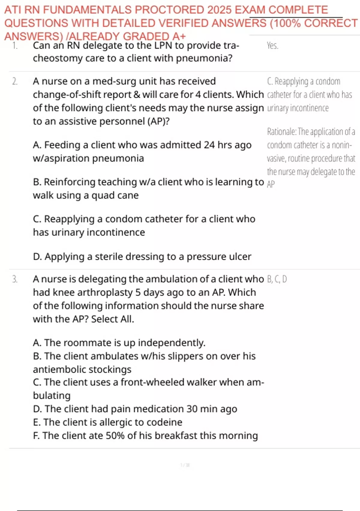 ATI RN FUNDAMENTALS PROCTORED 2025 EXAM COMPLETE QUESTIONS WITH ...