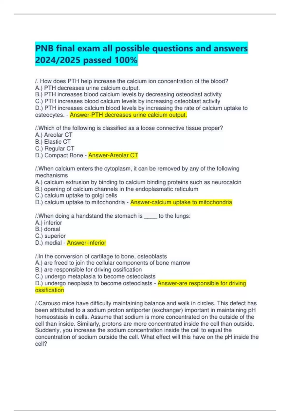 PNB final exam all possible questions and answers 2024/2025 passed 100% ...