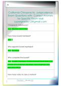 California Chiropractic Jurisprudence  Exam Questions with  Correct Answers   for Specific Exam Mail  supergrades12&commat;gmail&period;com